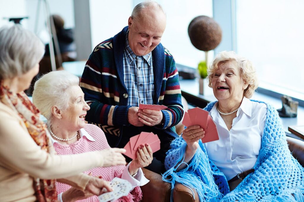 a group of seniors enjoy the social benefits of recreational activities