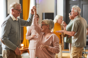 A group of seniors enjoying senior group outing benefits